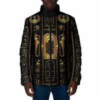 Egypt Cartouche Padded Jacket Gold Pharaoh Hieroglyphics Patterns