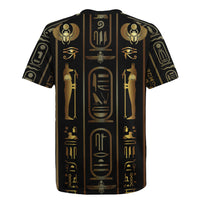 Egypt Cartouche Rugby Jersey Gold Pharaoh Hieroglyphics Patterns