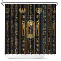 Egypt Cartouche Shower Curtain Gold Pharaoh Hieroglyphics Patterns