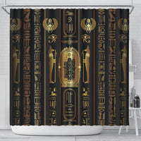 Egypt Cartouche Shower Curtain Gold Pharaoh Hieroglyphics Patterns