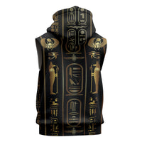Egypt Cartouche Sleeveless Hoodie Gold Pharaoh Hieroglyphics Patterns