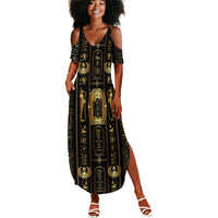 Egypt Cartouche Summer Maxi Dress Gold Pharaoh Hieroglyphics Patterns