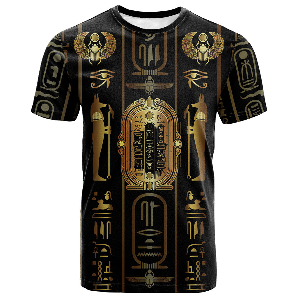Egypt Cartouche T shirt Gold Pharaoh Hieroglyphics Patterns