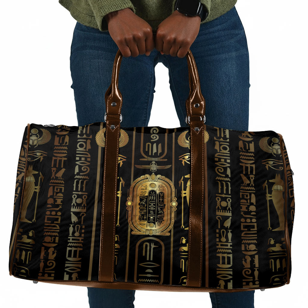 Egypt Cartouche Travel Bag Gold Pharaoh Hieroglyphics Patterns