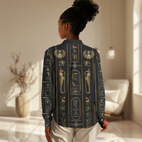 Egypt Cartouche Women Casual Shirt Gold Pharaoh Hieroglyphics Patterns