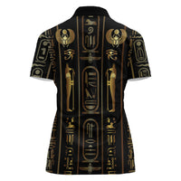 Egypt Cartouche Women Polo Shirt Gold Pharaoh Hieroglyphics Patterns