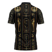 Egypt Cartouche Zipper Polo Shirt Gold Pharaoh Hieroglyphics Patterns