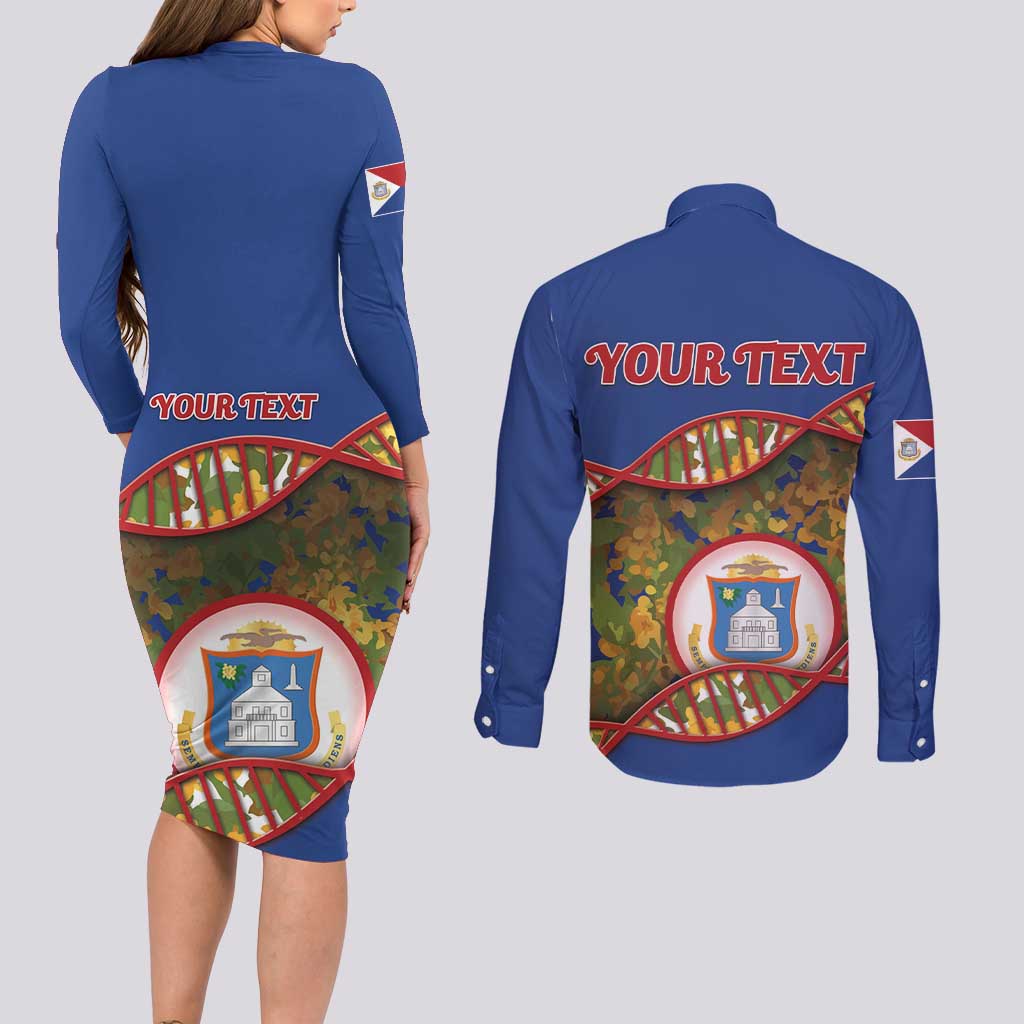 Personalized Sint Maarten Is In My DNA Couples Matching Long Sleeve Bodycon Dress and Long Sleeve Button Shirt - Wonder Print Shop