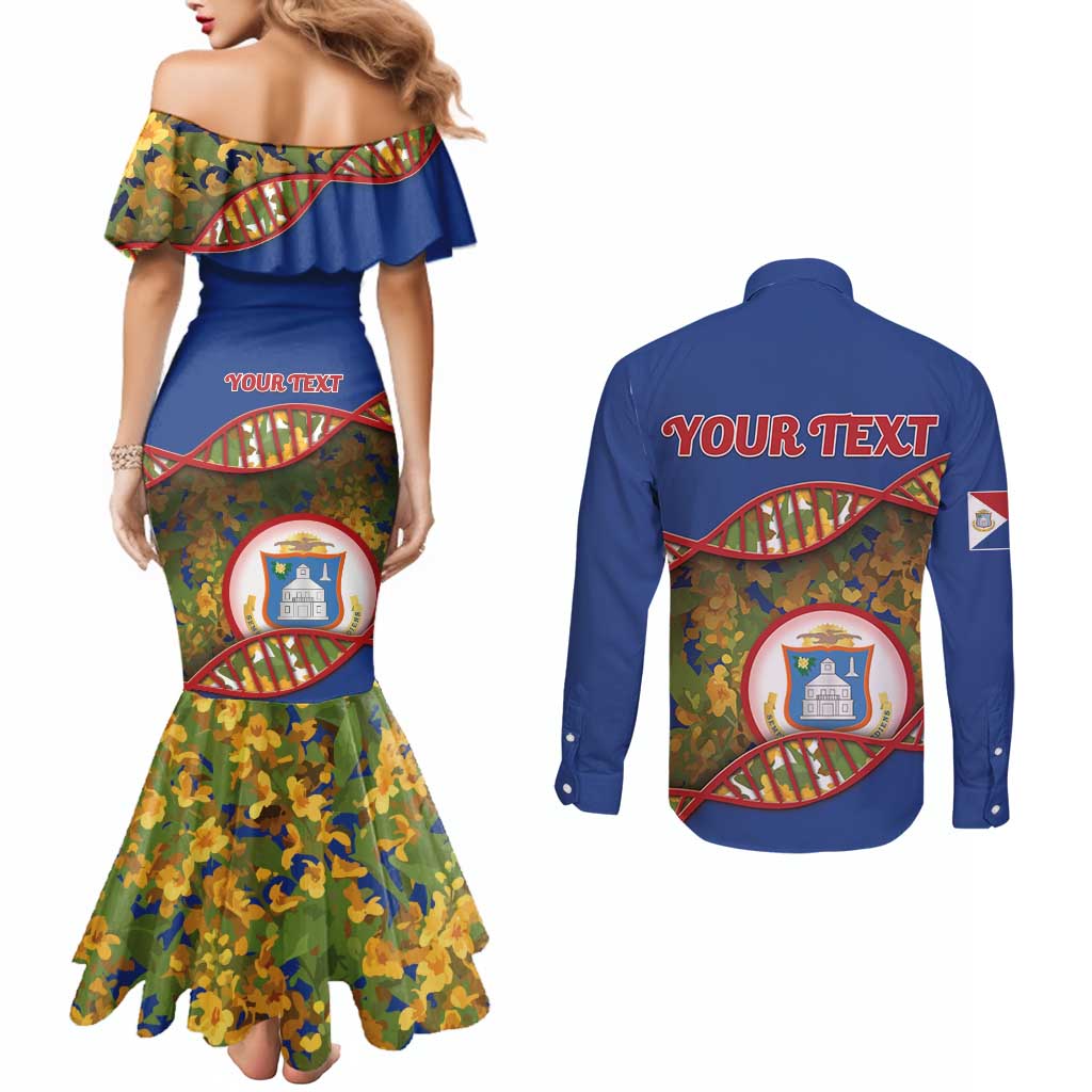 Personalized Sint Maarten Is In My DNA Couples Matching Mermaid Dress and Long Sleeve Button Shirt - Wonder Print Shop