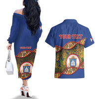 Personalized Sint Maarten Is In My DNA Couples Matching Off The Shoulder Long Sleeve Dress and Hawaiian Shirt - Wonder Print Shop