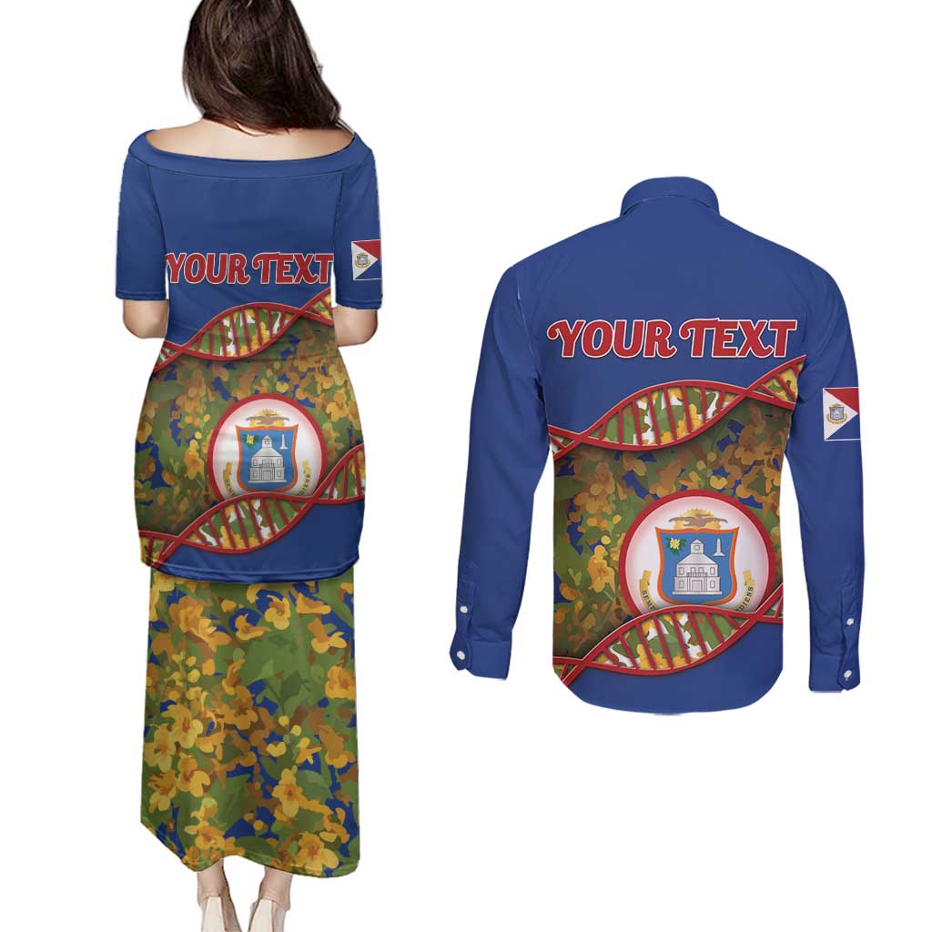 Personalized Sint Maarten Is In My DNA Couples Matching Puletasi and Long Sleeve Button Shirt - Wonder Print Shop