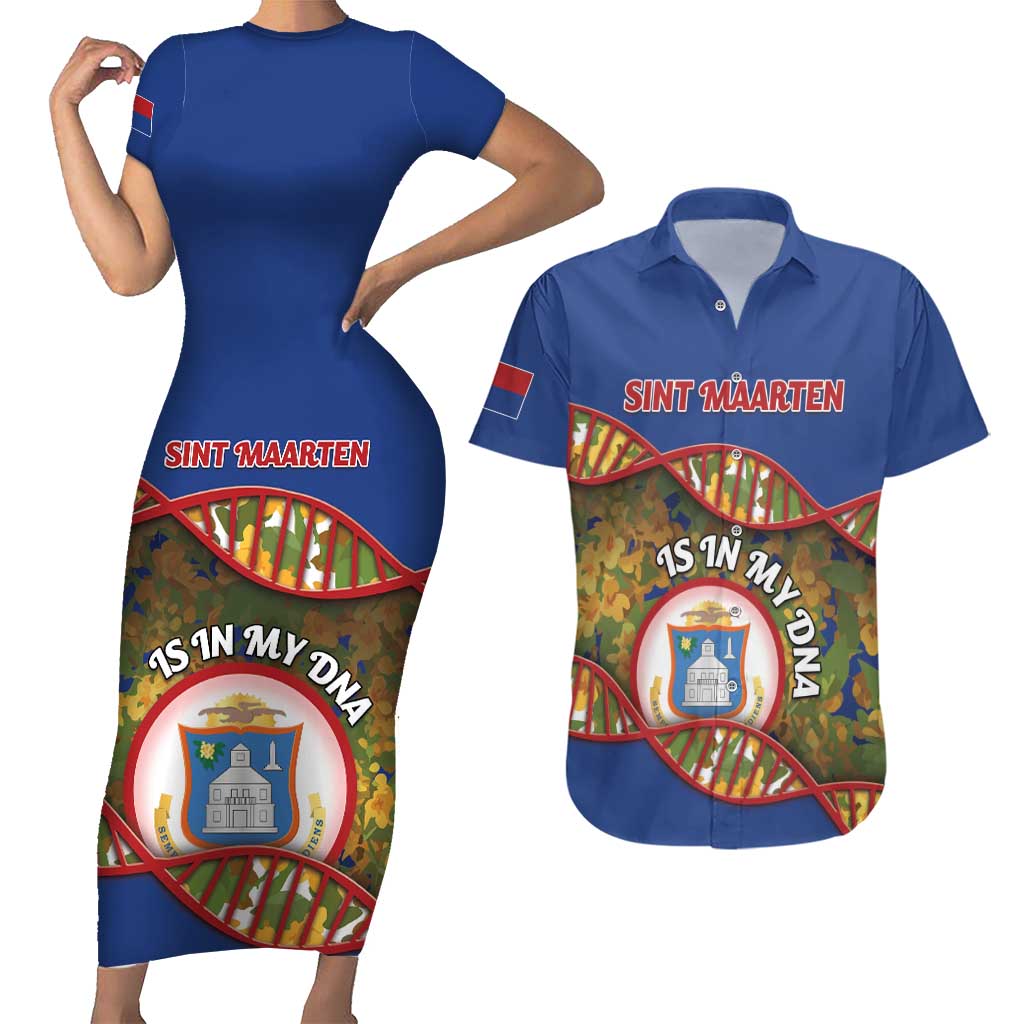 Personalized Sint Maarten Is In My DNA Couples Matching Short Sleeve Bodycon Dress and Hawaiian Shirt - Wonder Print Shop
