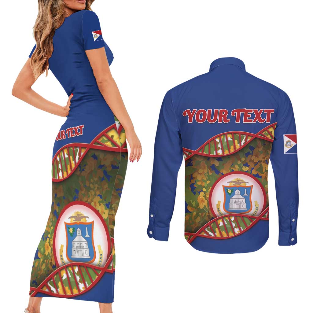 Personalized Sint Maarten Is In My DNA Couples Matching Short Sleeve Bodycon Dress and Long Sleeve Button Shirt - Wonder Print Shop