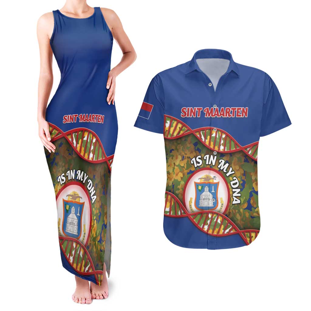 Personalized Sint Maarten Is In My DNA Couples Matching Tank Maxi Dress and Hawaiian Shirt - Wonder Print Shop