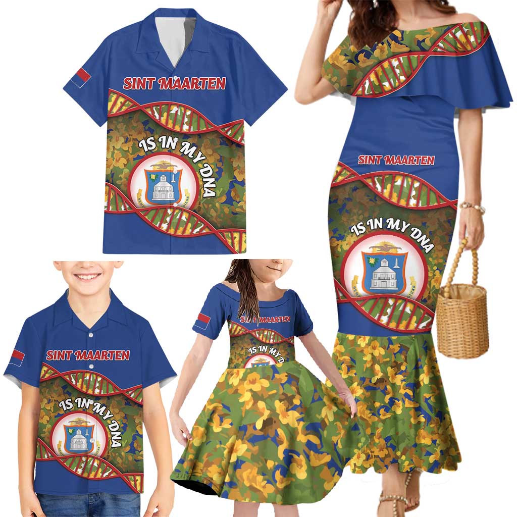 Personalized Sint Maarten Is In My DNA Family Matching Mermaid Dress and Hawaiian Shirt - Wonder Print Shop