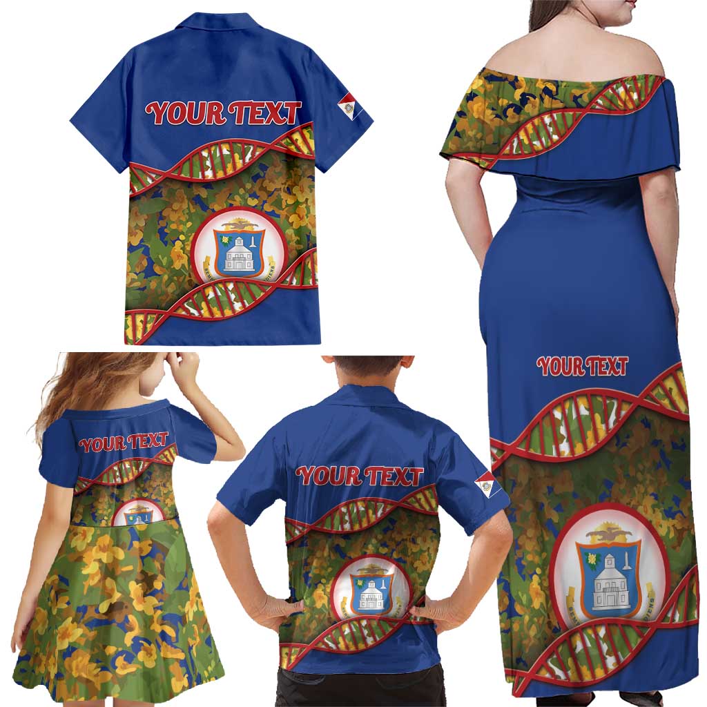 Personalized Sint Maarten Is In My DNA Family Matching Off Shoulder Maxi Dress and Hawaiian Shirt - Wonder Print Shop