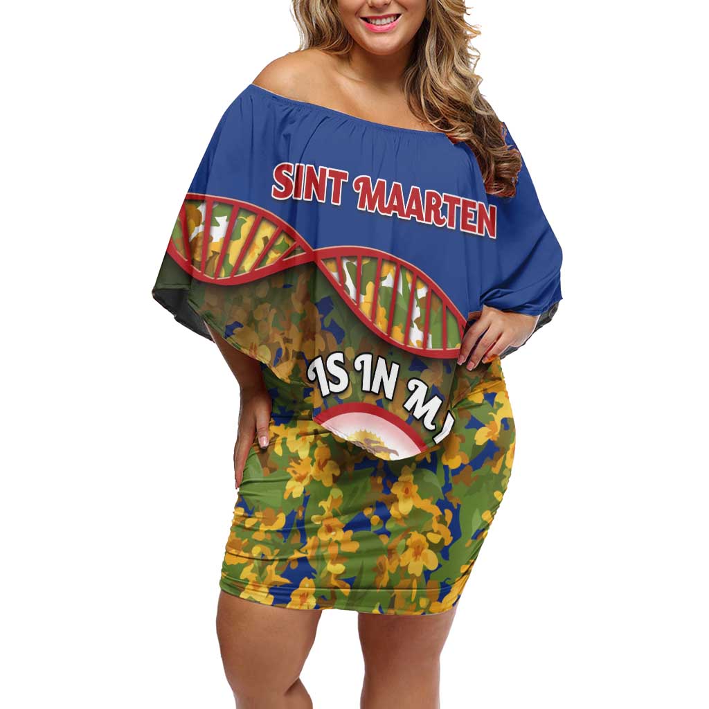 Personalized Sint Maarten Is In My DNA Family Matching Off Shoulder Short Dress and Hawaiian Shirt - Wonder Print Shop
