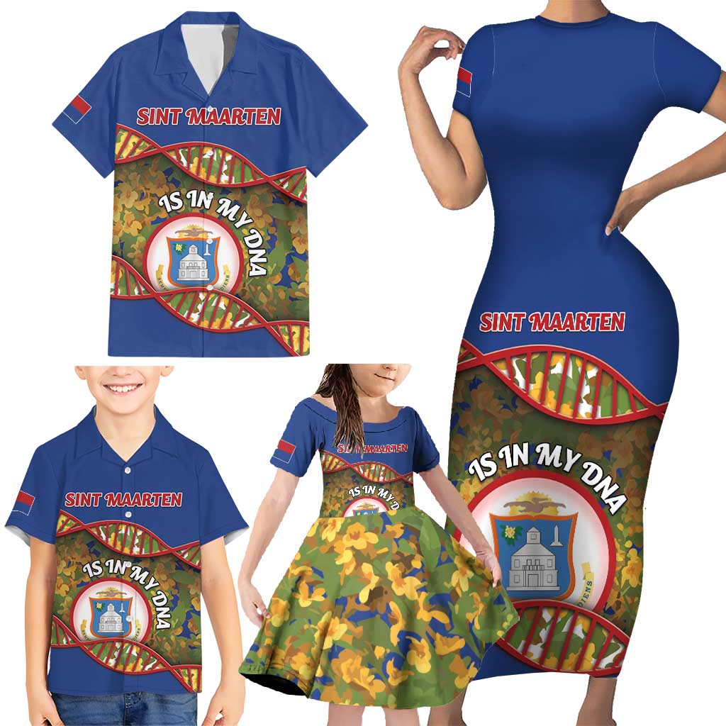 Personalized Sint Maarten Is In My DNA Family Matching Short Sleeve Bodycon Dress and Hawaiian Shirt - Wonder Print Shop