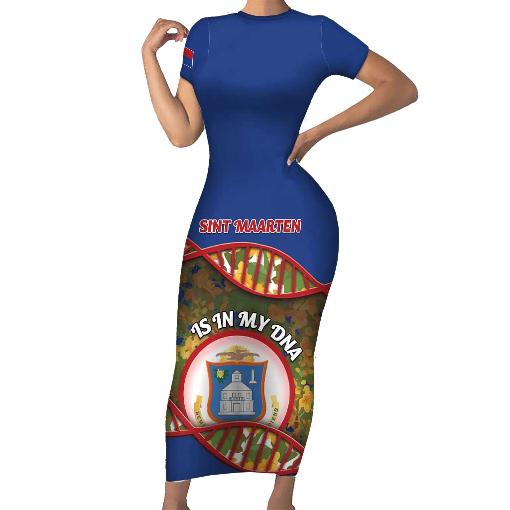 Personalized Sint Maarten Is In My DNA Family Matching Short Sleeve Bodycon Dress and Hawaiian Shirt - Wonder Print Shop