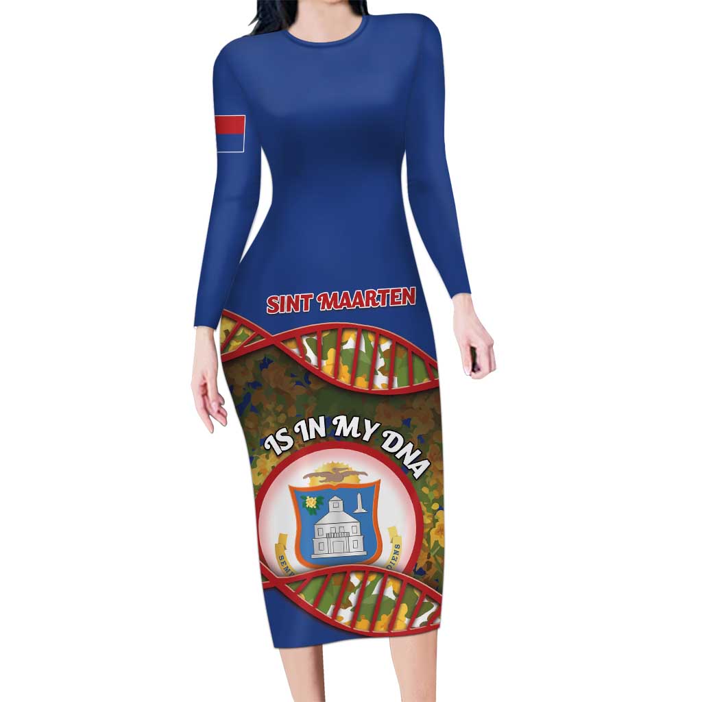 Personalized Sint Maarten Is In My DNA Long Sleeve Bodycon Dress - Wonder Print Shop