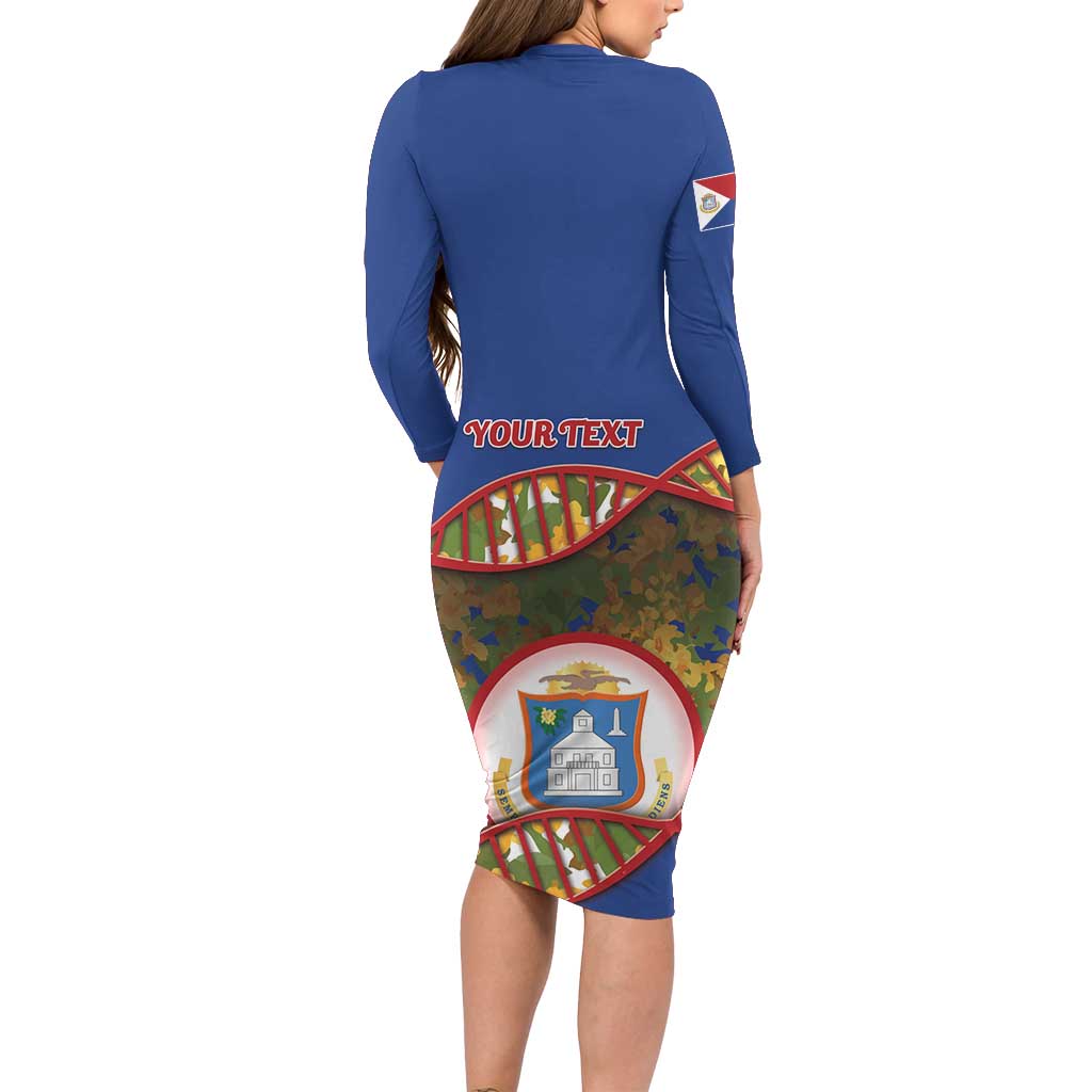 Personalized Sint Maarten Is In My DNA Long Sleeve Bodycon Dress - Wonder Print Shop