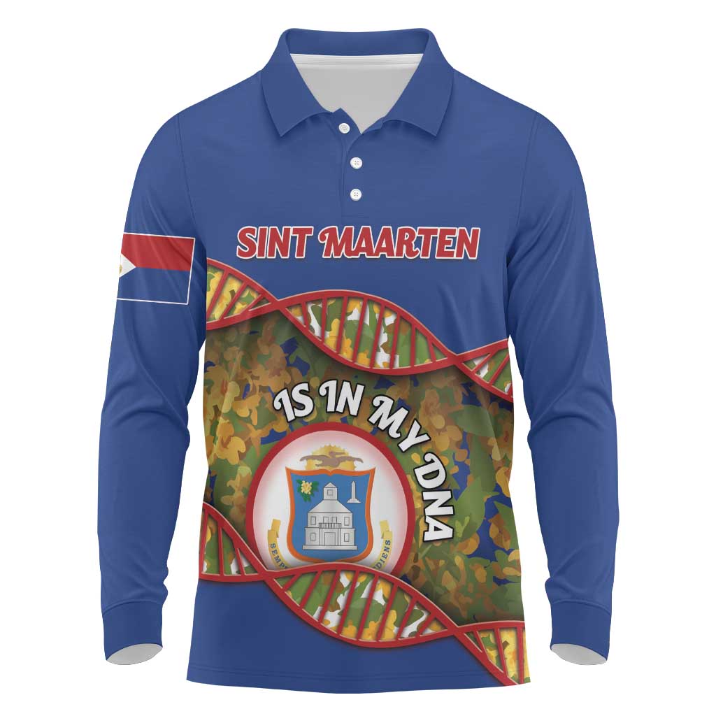 Personalized Sint Maarten Is In My DNA Long Sleeve Polo Shirt - Wonder Print Shop