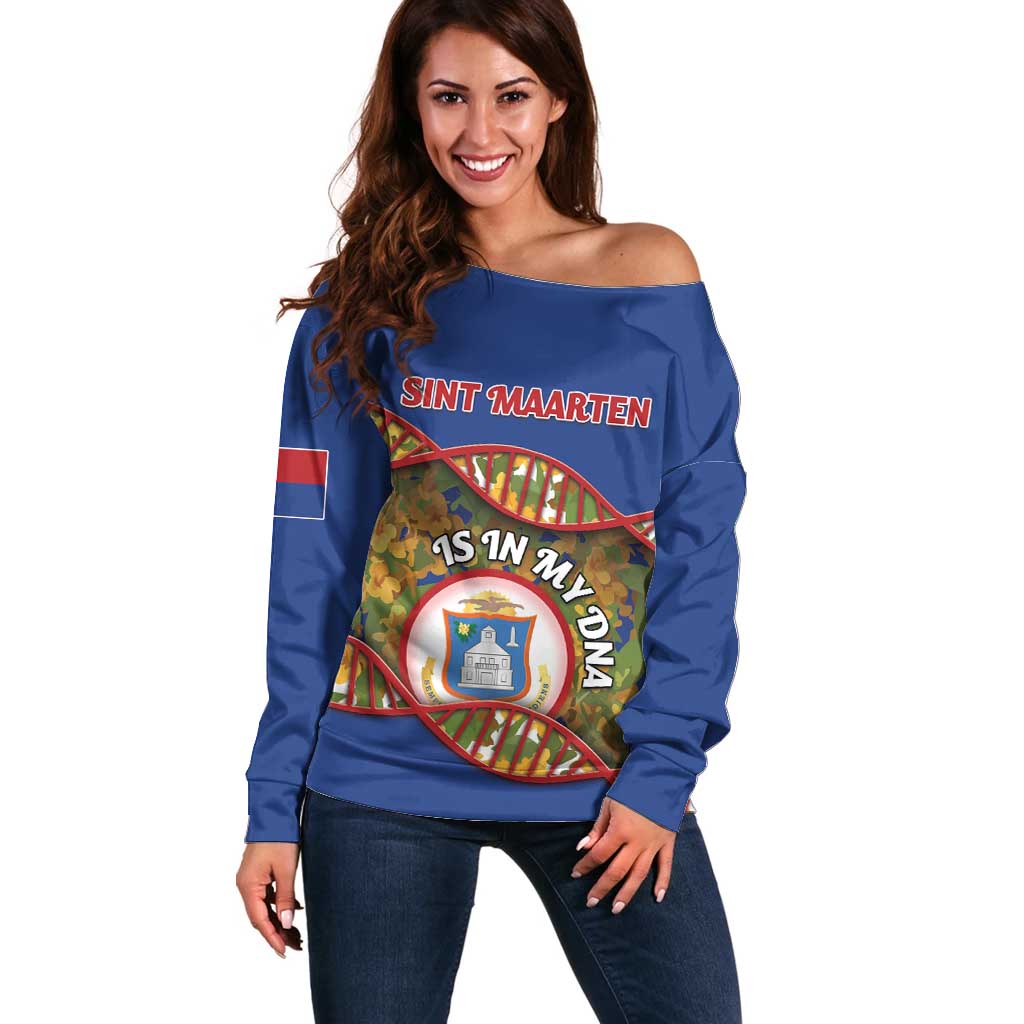Personalized Sint Maarten Is In My DNA Off Shoulder Sweater - Wonder Print Shop