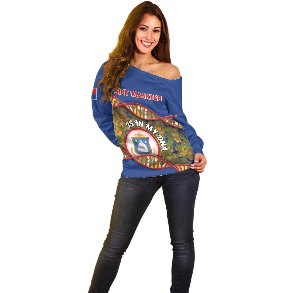 Personalized Sint Maarten Is In My DNA Off Shoulder Sweater - Wonder Print Shop