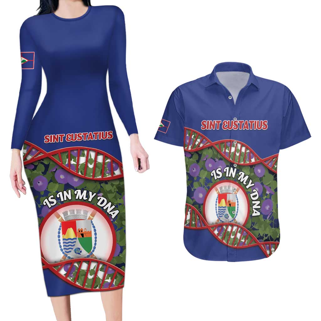 Personalized Sint Eustatius Is In My DNA Couples Matching Long Sleeve Bodycon Dress and Hawaiian Shirt - Wonder Print Shop