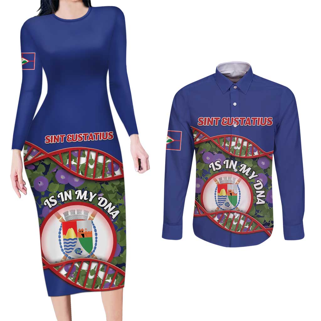 Personalized Sint Eustatius Is In My DNA Couples Matching Long Sleeve Bodycon Dress and Long Sleeve Button Shirt - Wonder Print Shop