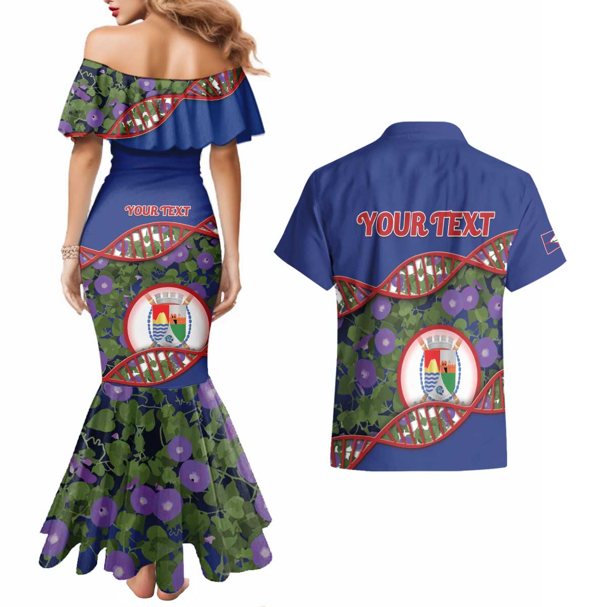 Personalized Sint Eustatius Is In My DNA Couples Matching Mermaid Dress and Hawaiian Shirt - Wonder Print Shop