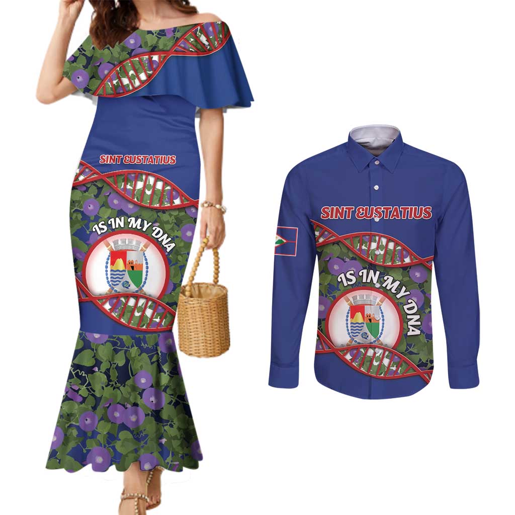 Personalized Sint Eustatius Is In My DNA Couples Matching Mermaid Dress and Long Sleeve Button Shirt - Wonder Print Shop