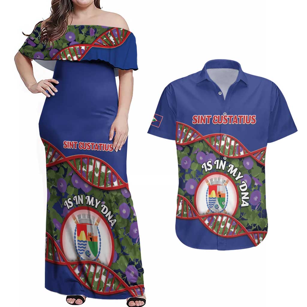 Personalized Sint Eustatius Is In My DNA Couples Matching Off Shoulder Maxi Dress and Hawaiian Shirt - Wonder Print Shop