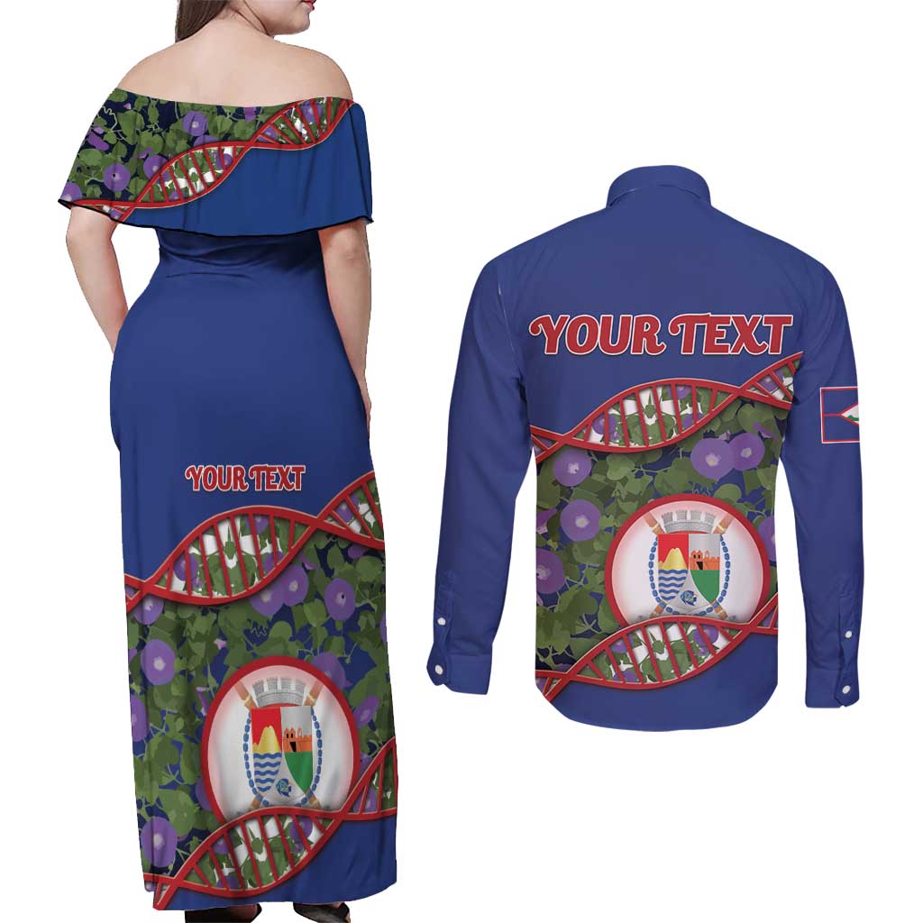 Personalized Sint Eustatius Is In My DNA Couples Matching Off Shoulder Maxi Dress and Long Sleeve Button Shirt - Wonder Print Shop