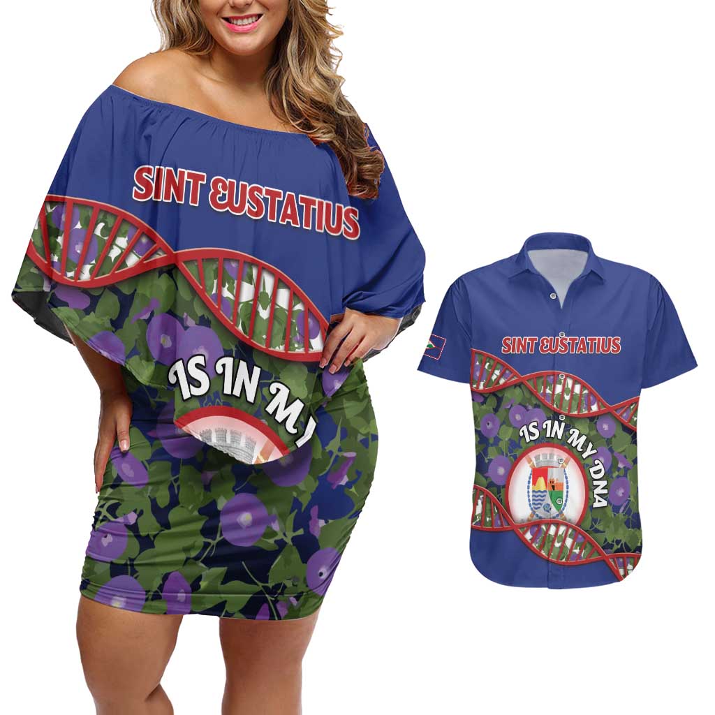 Personalized Sint Eustatius Is In My DNA Couples Matching Off Shoulder Short Dress and Hawaiian Shirt - Wonder Print Shop