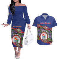 Personalized Sint Eustatius Is In My DNA Couples Matching Off The Shoulder Long Sleeve Dress and Hawaiian Shirt - Wonder Print Shop