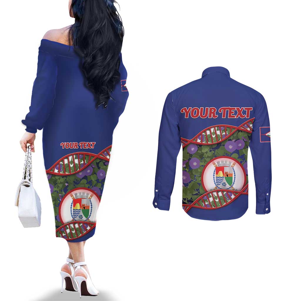 Personalized Sint Eustatius Is In My DNA Couples Matching Off The Shoulder Long Sleeve Dress and Long Sleeve Button Shirt - Wonder Print Shop