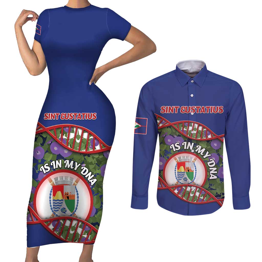 Personalized Sint Eustatius Is In My DNA Couples Matching Short Sleeve Bodycon Dress and Long Sleeve Button Shirt - Wonder Print Shop