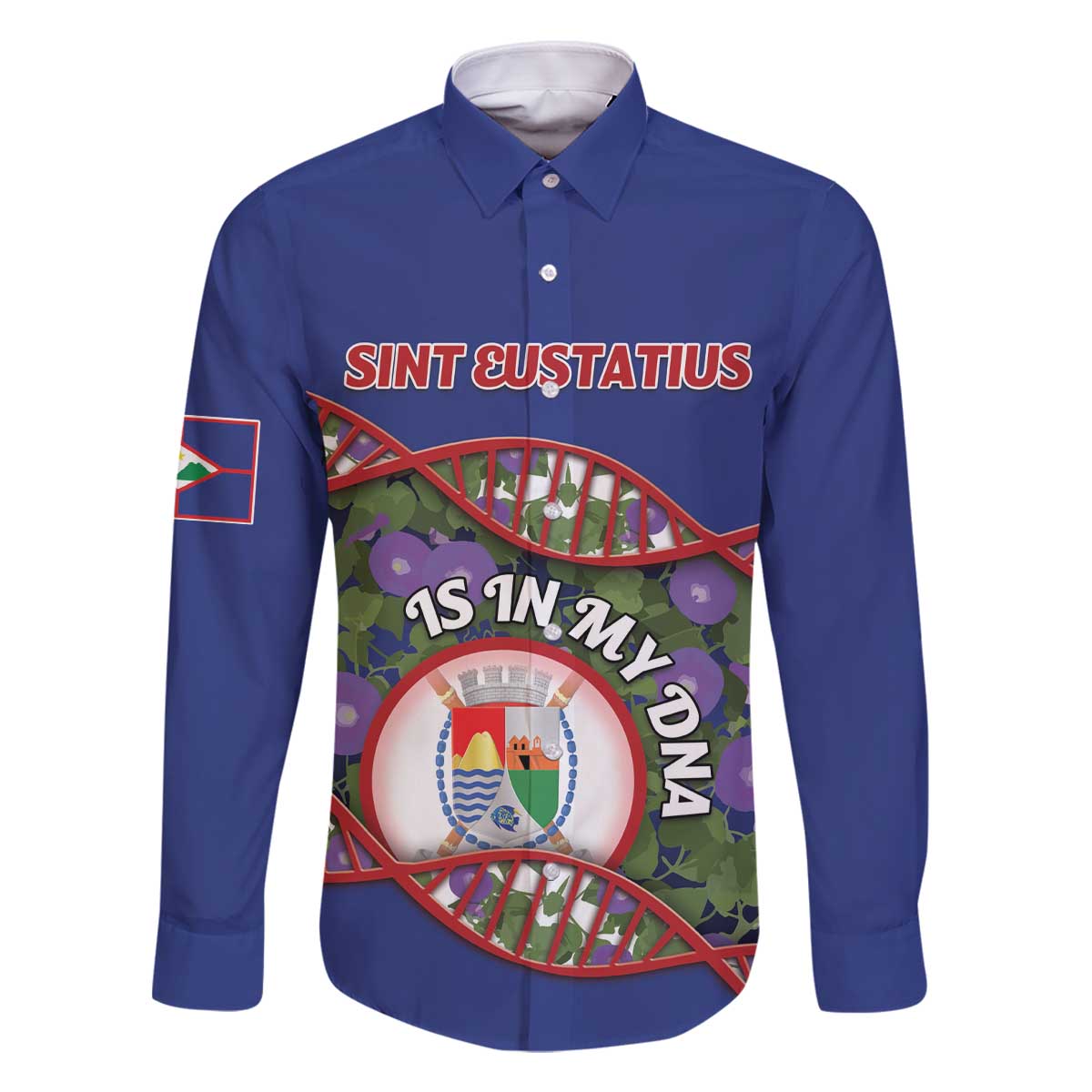 Personalized Sint Eustatius Is In My DNA Family Matching Off The Shoulder Long Sleeve Dress and Hawaiian Shirt - Wonder Print Shop