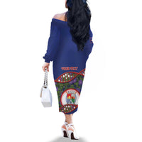 Personalized Sint Eustatius Is In My DNA Family Matching Off The Shoulder Long Sleeve Dress and Hawaiian Shirt - Wonder Print Shop