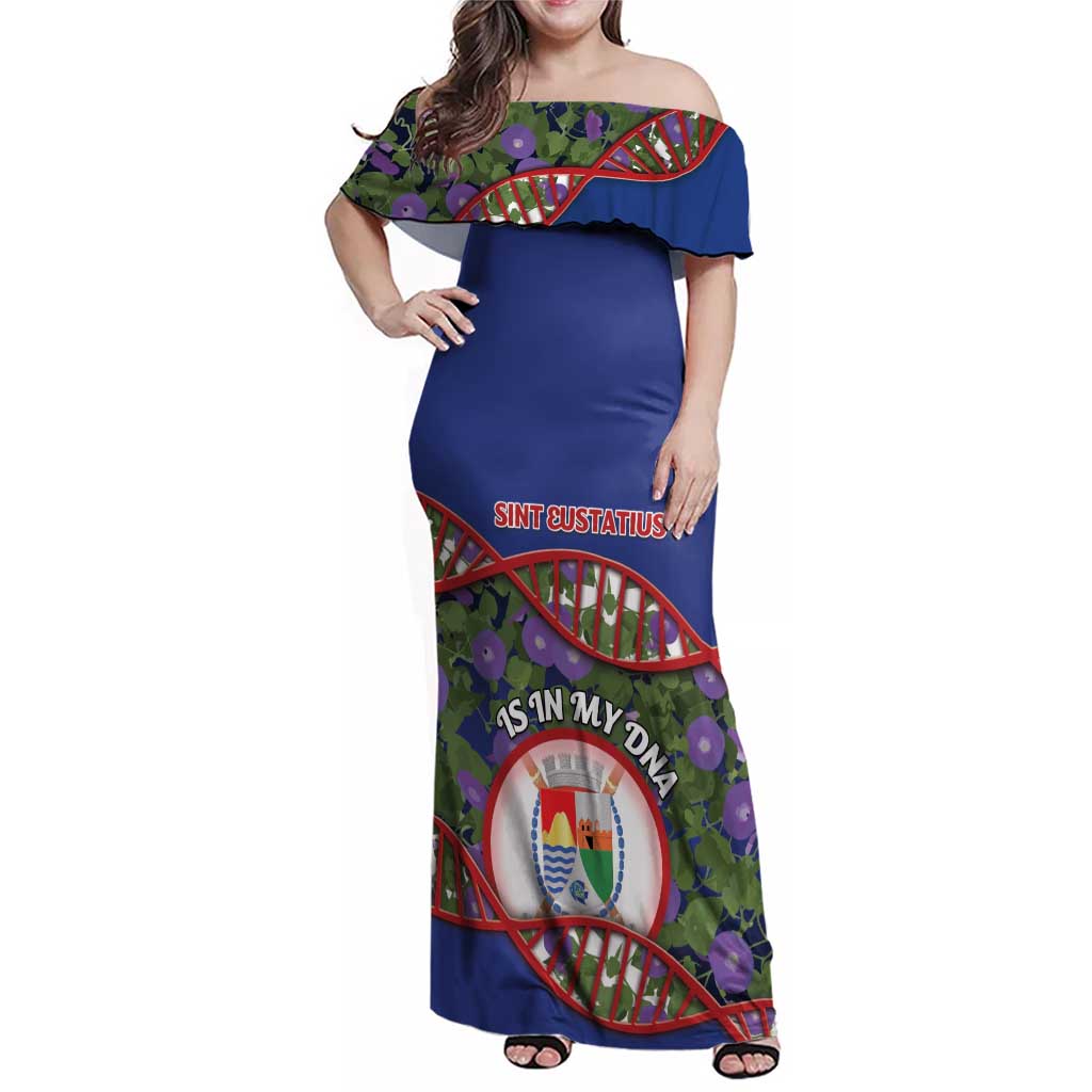 Personalized Sint Eustatius Is In My DNA Family Matching Off Shoulder Maxi Dress and Hawaiian Shirt - Wonder Print Shop