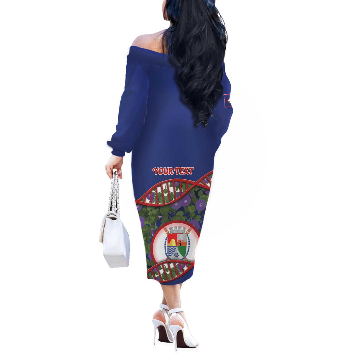 Personalized Sint Eustatius Is In My DNA Off The Shoulder Long Sleeve Dress - Wonder Print Shop