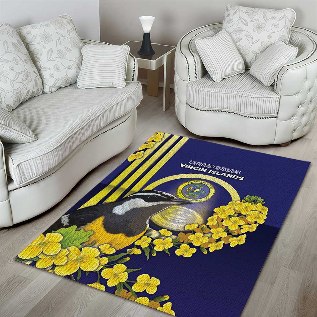 United States Virgin Islands Area Rug Bananaquit Bird With Yellow Sage Flowers - Wonder Print Shop