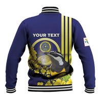 Personalized United States Virgin Islands Baseball Jacket Bananaquit Bird With Yellow Sage Flowers - Wonder Print Shop