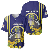 Personalized United States Virgin Islands Baseball Jersey Bananaquit Bird With Yellow Sage Flowers - Wonder Print Shop