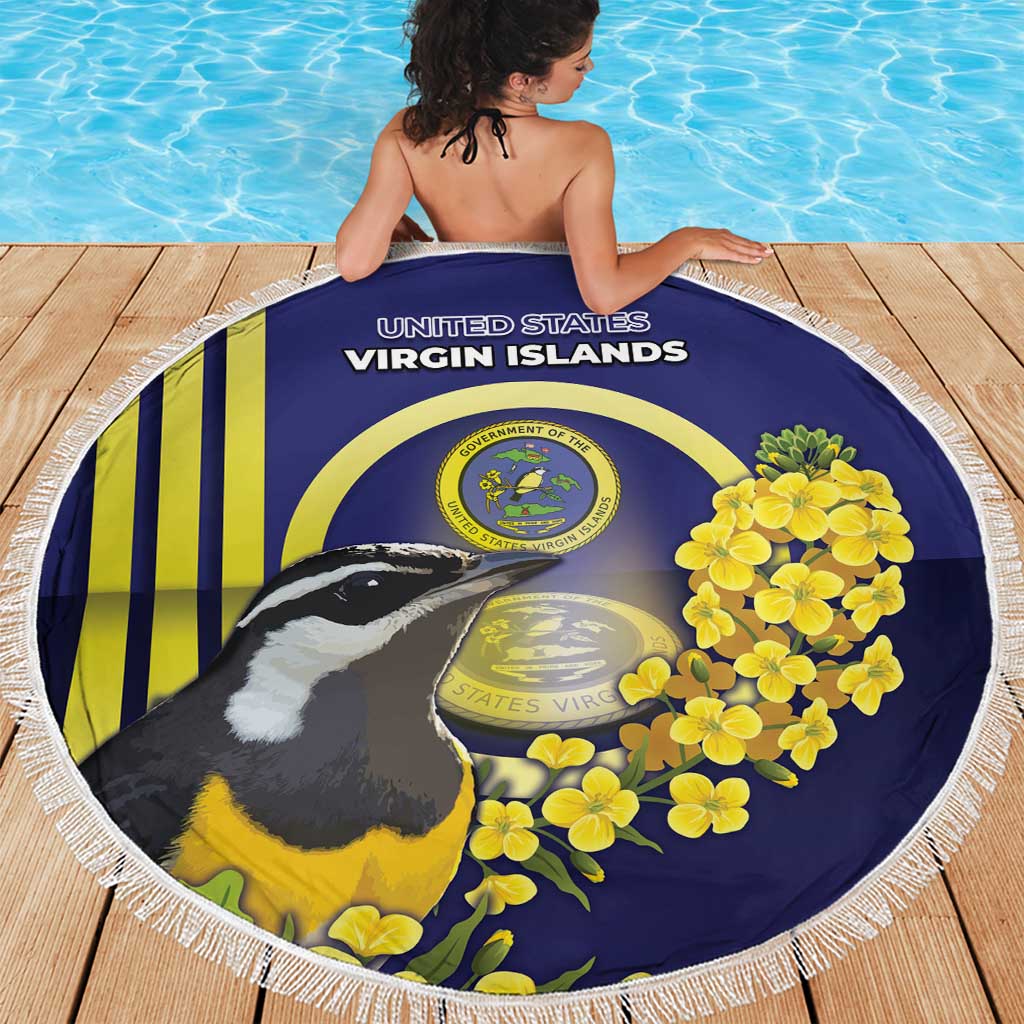 United States Virgin Islands Beach Blanket Bananaquit Bird With Yellow Sage Flowers - Wonder Print Shop