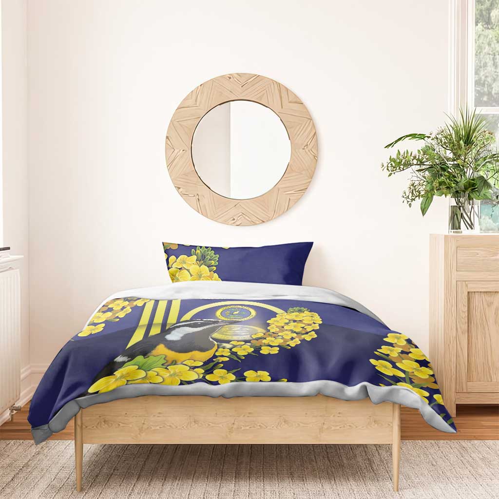 United States Virgin Islands Bedding Set Bananaquit Bird With Yellow Sage Flowers - Wonder Print Shop