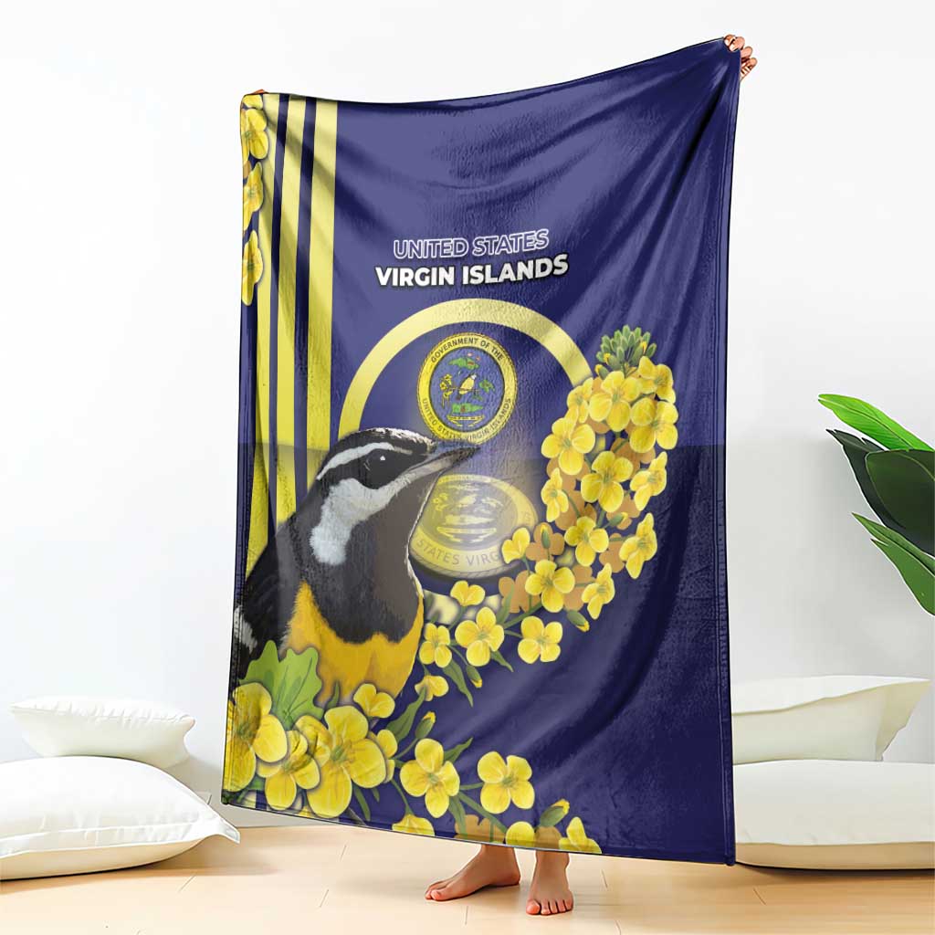 United States Virgin Islands Blanket Bananaquit Bird With Yellow Sage Flowers - Wonder Print Shop