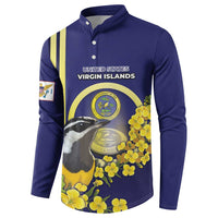 Personalized United States Virgin Islands Button Sweatshirt Bananaquit Bird With Yellow Sage Flowers - Wonder Print Shop