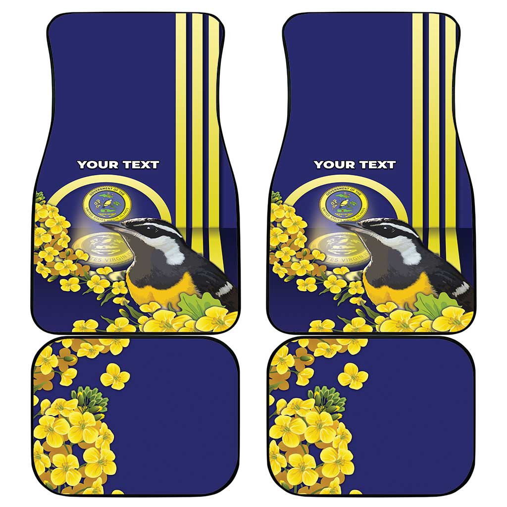 United States Virgin Islands Car Mats Bananaquit Bird With Yellow Sage Flowers - Wonder Print Shop